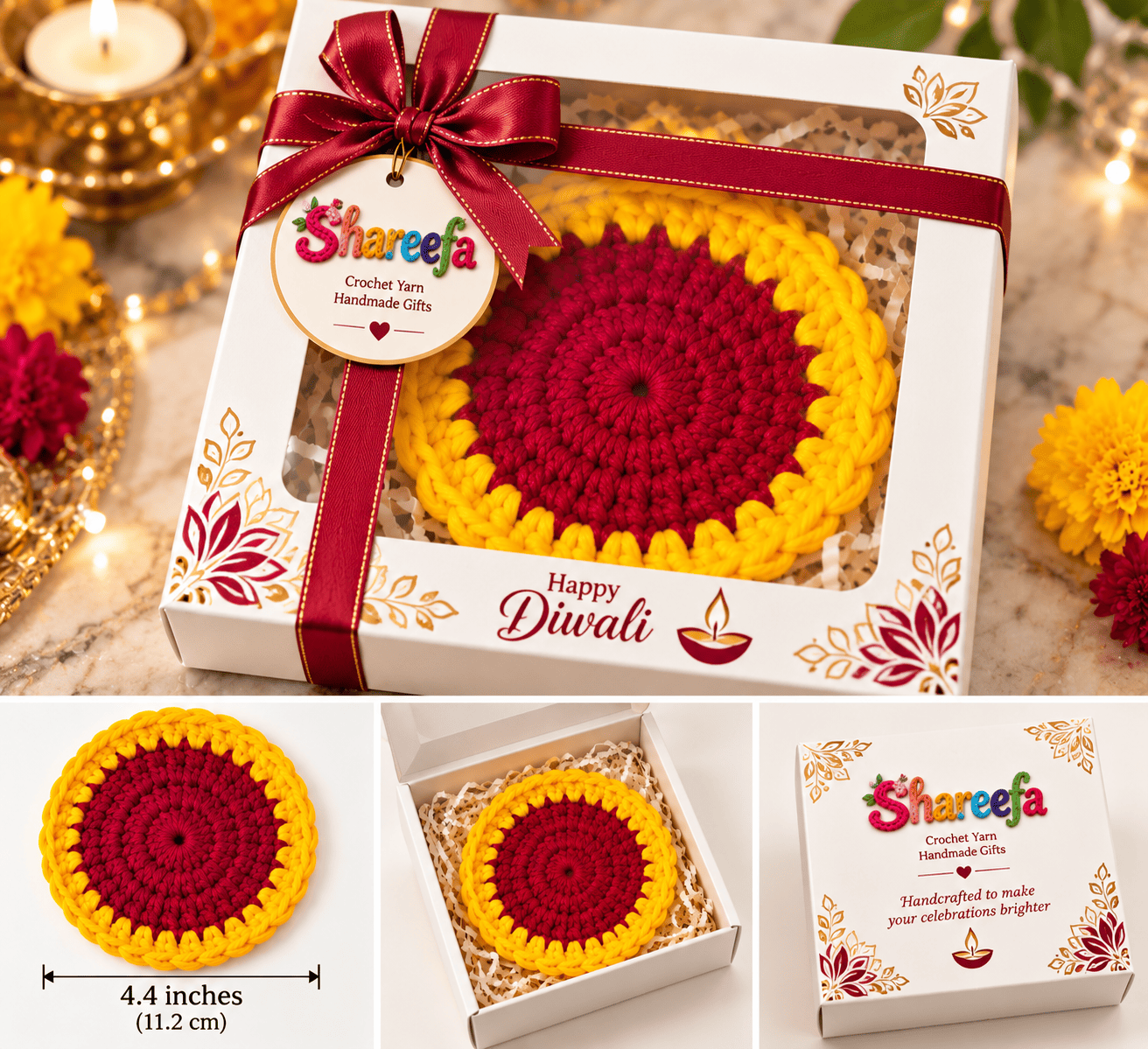 Coaster for Diya - Diwali Crochet by Shareefa