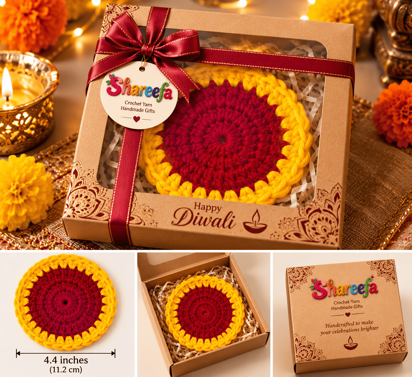 Handmade Crochet Diya Coaster - Image 7